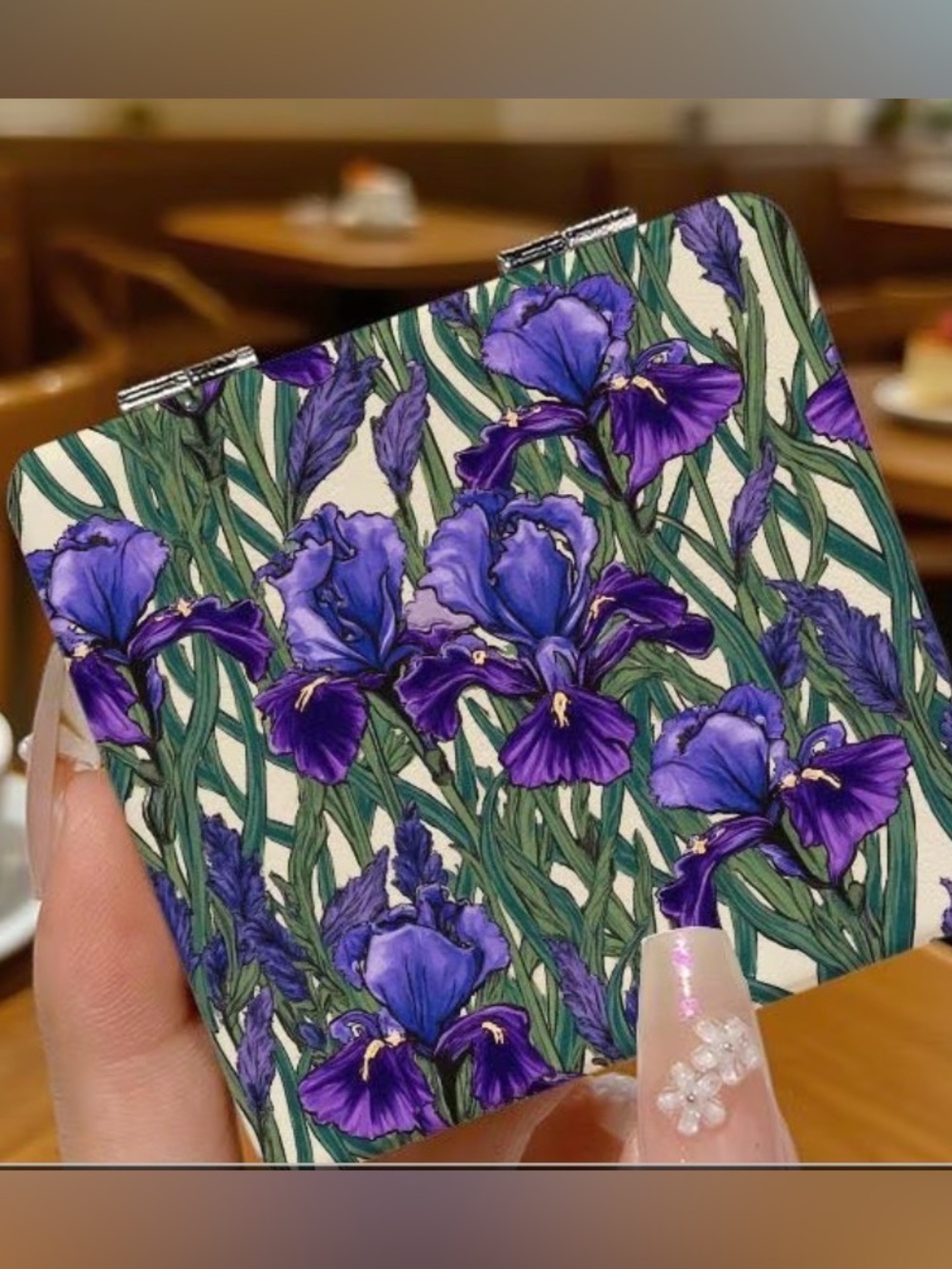 New Vintage Irises Folding Small Purse Mirror